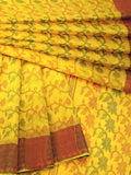 Pradip Fabrics Woven Tant Cotton Yellow Saree