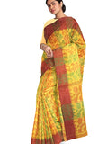 Pradip Fabrics Woven Cotton jamdani Yellow Saree