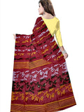 Pradip Fabrics Ethnic Women's Tant Jamdani Dark Red Color Floral Design Saree
