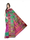 Pradip Fabrics Ethnic Women's Tant Silk Pink and Green Color Baluchuri Saree