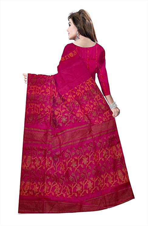 Pradip Fabrics Ethnic Women's Cotton Tant jamdaniPink Color Saree