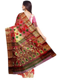 Pradip Fabrics Ethnic Women's Tant Silk Orange-red Yellow Color Baluchuri Saree