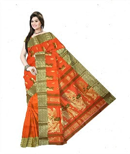 Pradip Fabrics Pure Tant Cotton Orange Color Saree