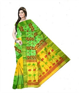 Pradip Fabrics Woven Tant Silk Yellow & Green Color Saree