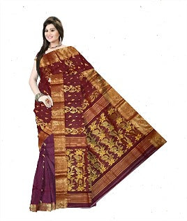 Pradip Fabrics Pure Tant Cotton Maroon Color Saree