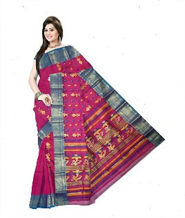 Pradip Fabrics Pure Tant Cotton Deep Pink Color Saree