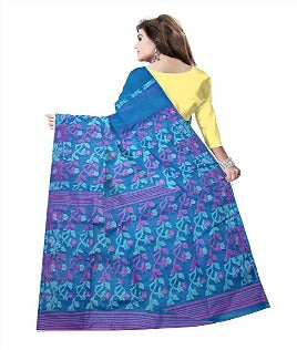 Pradip Fabrics Ethnic Women's Cotton Tant jamdani Sky Blue Color Saree