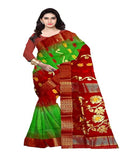 Pradip Fabrics Ethnic Women's Tant Silk Green and Red Color Baluchuri Saree