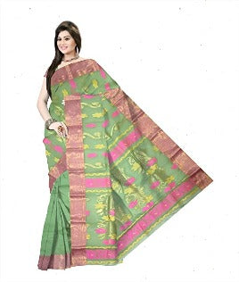 Pradip Fabrics Pure Tant Cotton Light Green Color Saree