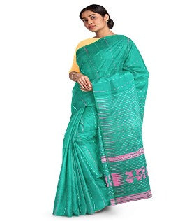 Pradip Fabrics Soft Green Color Tant Silk Blend Saree