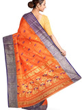 Pradip Fabrics Woven Tant Cotton Orange Saree