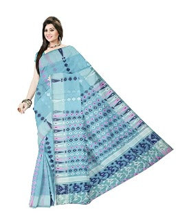 Pradip Fabrics Ethnic Women's Tant Silk Sky Blue Color Saree