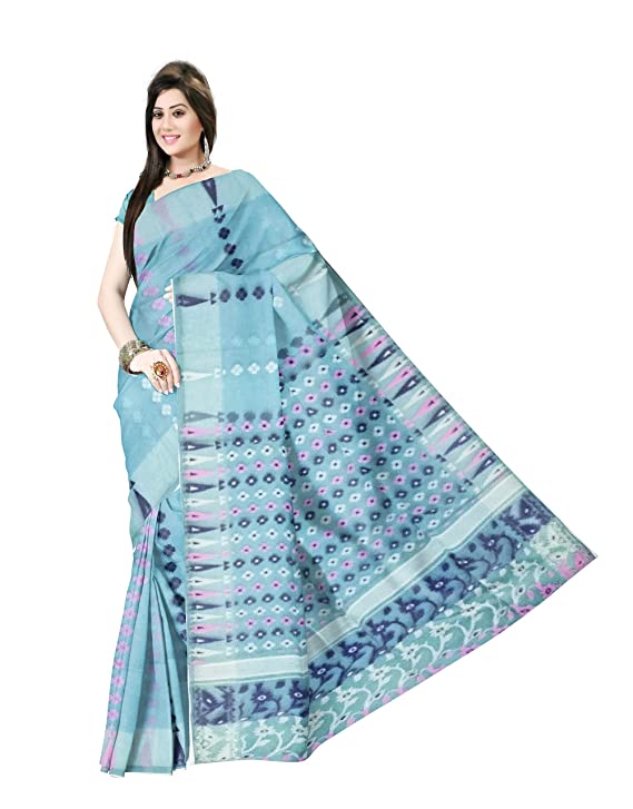 Pradip Fabrics Ethnic Women's Tant Silk Sky Blue Color Saree