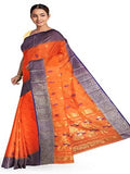 Pradip Fabrics Woven Tant Cotton Orange Saree
