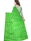 Pradip Fabrics Ethnic Women's Tant Cotton All Over Gap Dhakai Jamdani Green and White Color Saree
