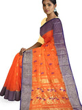 Pradip Fabrics Woven Tant Cotton Orange Saree
