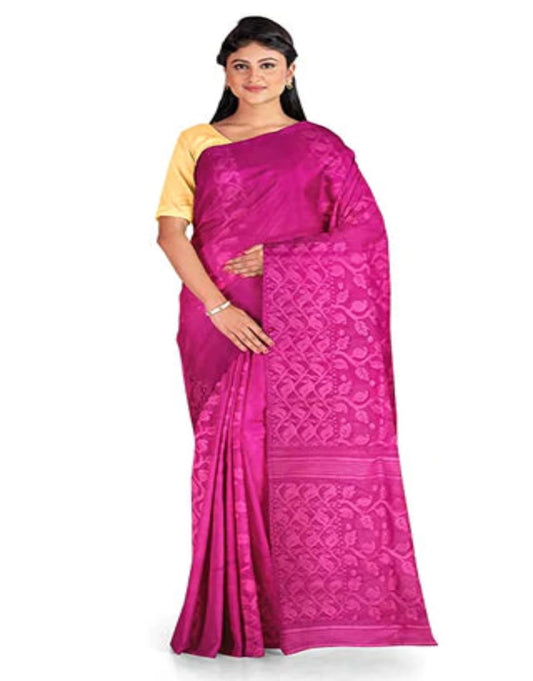 Pradip Fabrics Pink Color Tant jamdani  Saree