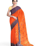 Pradip Fabrics Woven Tant Cotton Orange Saree