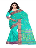 Pradip Fabrics Pure Tant Cotton Sea Green Color Saree