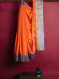 Pradip Fabrics Woven Tant Cotton Orange Saree