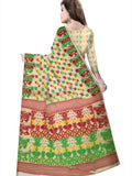pradip fabrics saree brown red yellow colour