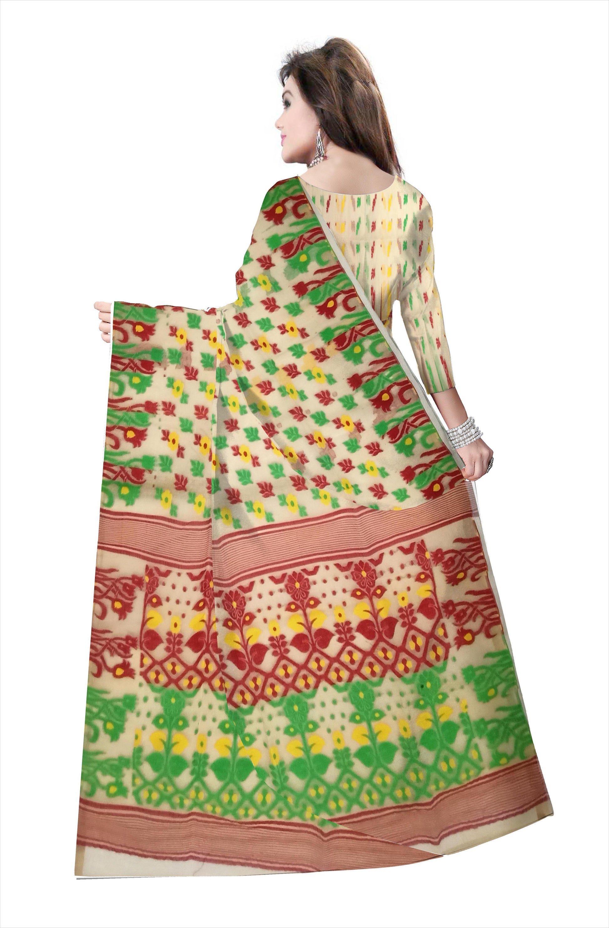 pradip fabrics saree brown red yellow colour