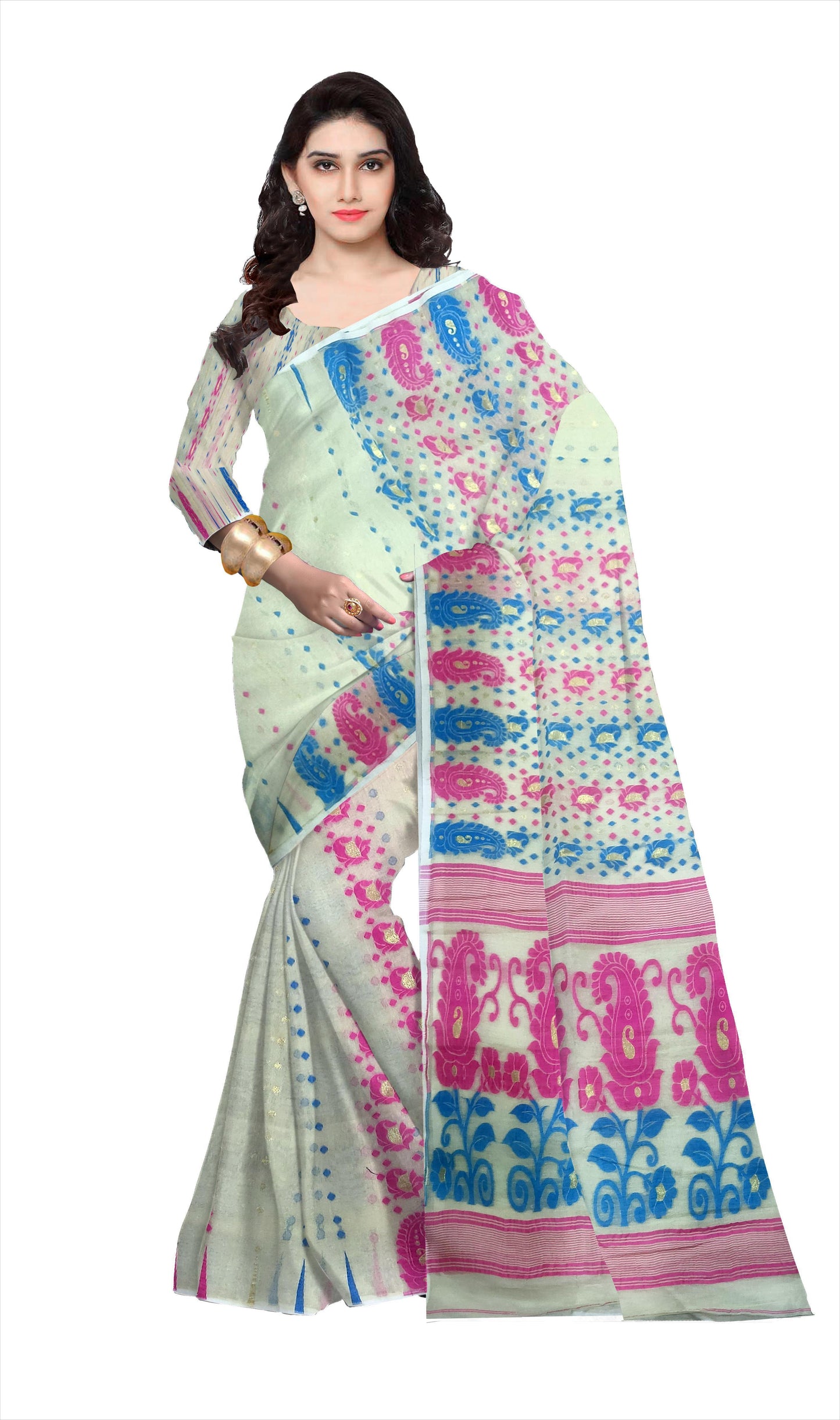 pradip fabrics saree all over dhakai jamdani