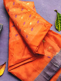 Pradip Fabrics Woven Tant Cotton Orange Saree