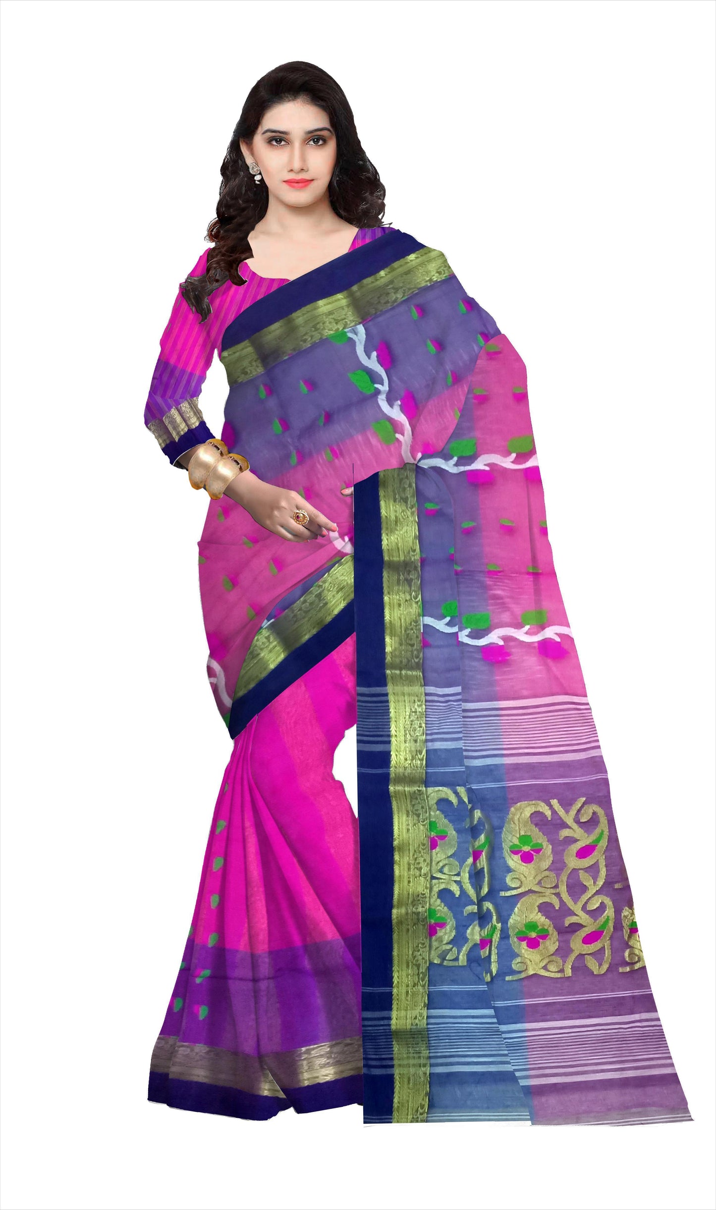 pradip fabrics saree pink and blue colour
