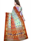 pradip fabrics saree orange and white colour