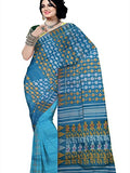 Pradip Fabrics Ethnic Women's Cotton Tant jamdani Aqua Color Saree