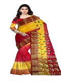 Pradip Fabrics Woven Tant Silk Yellow & Red Color Saree