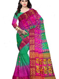 Pradip Fabrics Ethnic Women's Tant Silk Pink and Green Color Baluchuri Saree