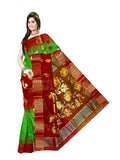 Pradip Fabrics Ethnic Women's Tant Silk Green and Red Color Baluchuri Saree