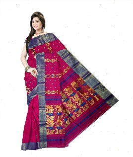 Pradip Fabrics Pure Tant Cotton Dark Pink Color Saree