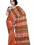 Pradip Fabrics Ethnic Women's Tant jamdani Orange Color Saree
