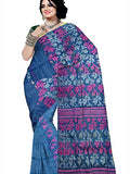 Pradip Fabrics Ethnic Women's Tant jamdani  Blue Color Saree