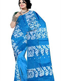 Pradip Fabrics Ethnic Women's Tant jamdani Aqua Color Saree