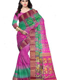 Pradip Fabrics Ethnic Women's Tant Silk Pink and Green Color Baluchuri Saree