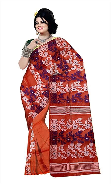 Pradip Fabrics Ethnic Women's Cotton Tant Cotton Light Red Color Saree