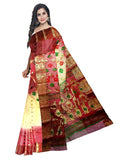 Pradip Fabrics Ethnic Women's Tant Silk Orange-red Yellow Color Baluchuri Saree
