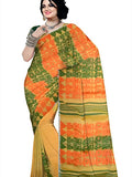 Pradip Fabrics Ethnic Women's Tant jamdani Mustard Color Saree