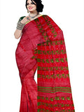 Pradip Fabrics Ethnic Women's Tant Jamdani Red And Green Color Saree