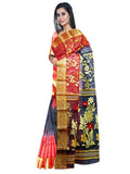 Pradip Fabrics Ethnic Women's Tant Silk Red Black Color Baluchuri Saree