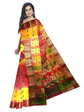 Pradip Fabrics Ethnic Women's Tant Silk Yellow and Red Color Baluchuri Saree