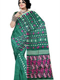 Pradip Fabrics Ethnic Women's Cotton Tant  jamdani Green Color Saree