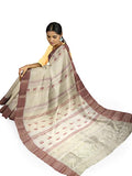 Pradip Fabrics Woven Tant Cotton White Saree