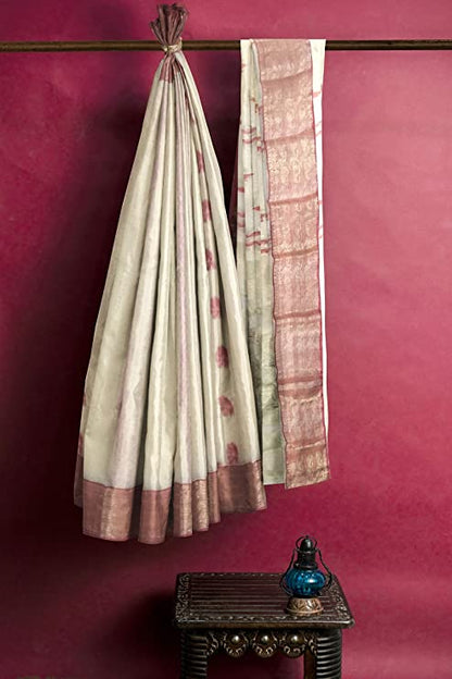 Pradip Fabrics Woven Tant Cotton White Saree
