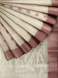 Pradip Fabrics Woven Tant Cotton White Saree