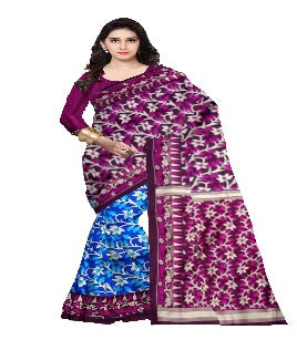 Pradip Fabrics Woven Tant Silk Blue & Maroon Color Saree with Blouse Piece